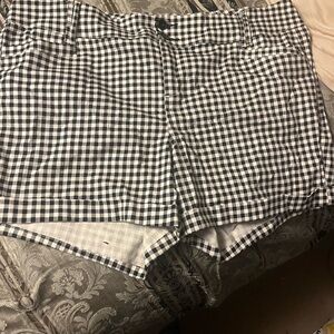 Black and White Checkered High Waist Women's Shorts
